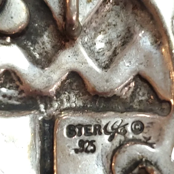 Turquoise and Coral Sterling Silver Turtle Pendant Brooch - Picture 4 of 10